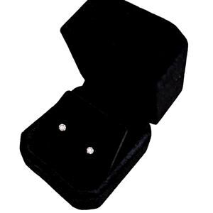 Small cubic Zirconia Stud Earring in silver tone and gift box